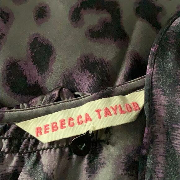 Rebecca Taylor silk leopard print ruffle top - Picture 3 of 4